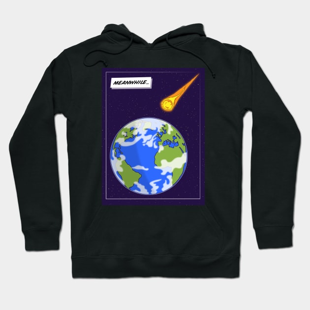 Meanwhile… Asteroid hits Earth Hoodie by Phil Tessier